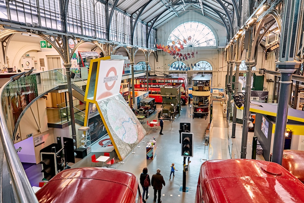 Kids love getting on buses and taxis at London Transport Museum